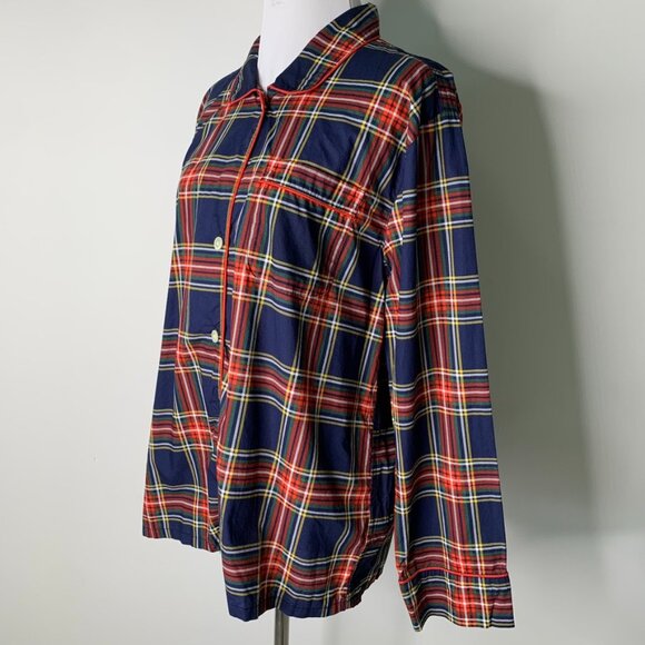 J. Crew Men’s 100% Cotton Red Blue Holiday Plaid Pajama Set Size Medium - Picture 3 of 14